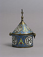 Pyx, Champlevé enamel, copper-gilt, French