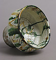 Footed cup with palmettes, Earthenware, glazed, Byzantine