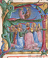 Manuscript Illumination with the Assumption of the Virgin in an Initial A, from an Antiphonary, Attributed to Cosmè Tura (Cosimo di Domenico di Bonaventura) (Italian, Ferrara ca. 1433–1495 Ferrara), Tempera, ink, and gold on parchment, Italian