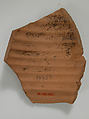 Ostrakon, Pottery fragment with ink inscription, Coptic