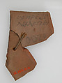 Ostrakon, Pottery fragment with ink inscription, Coptic
