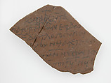 Ostrakon, Pottery fragment with ink inscription, Coptic