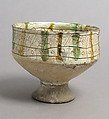 Footed Cup with Falconer, Earthenware, glazed, Byzantine