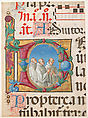 Manuscript Illumination with Singing Monks in an Initial D, from a Psalter, Girolamo dai Libri (Italian, Verona 1474–1555 Verona), Tempera, ink, and gold on parchment, Italian