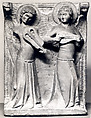 Two Angels with Musical Instruments, Stone, French (?)
