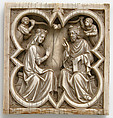 Panel with Coronation of the Virgin, Elephant ivory, European (Medieval style)