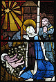 Stained Glass Panel with the Nativity, Pot metal, white glass, vitreous paint, silver stain, olive-green enamel, German