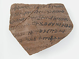 Ostrakon with a Letter from Epiphanius to Jacob, Pottery fragment with ink inscription, Coptic