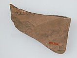 Ostrakon, Pottery fragment with ink inscription, Coptic