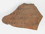Ostrakon, Pottery fragment with ink inscription, Coptic