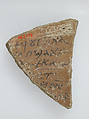Ostrakon with a Letter, Pottery fragment with ink inscription, Coptic
