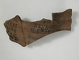 Ostrakon, Pottery fragment with ink inscription, Coptic