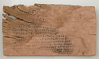 Ostrakon with Text from Song of Songs, Wood with ink inscription, Coptic