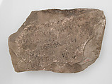 Ostrakon, Limestone with ink inscription, Coptic