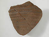Ostrakon with a Letter from Jacob to Jacob, Pottery fragment with ink inscription, Coptic