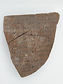 Ostrakon with a Letter from Pesenthius to Epiphanius, Pottery fragment with ink inscription, Coptic