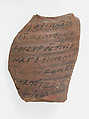 Ostrakon with a Letter from John, Pottery fragment with ink inscription, Coptic