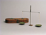 Wooden Box with Bronze Balance Scale, Wooden box and copper alloy scale, Coptic
