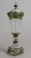 Covered Cup, Rock crystal, gilt silver, glass cabochons and pearls, German