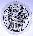 Bowl Base with a Marriage Scene, Glass, gold leaf, Roman or Byzantine