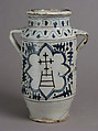 Pharmacy Jar with the Arms of the Hospital of Santa Maria della Scala, Tin-glazed earthenware, Italian