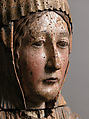 Virgin and Child in Majesty, Walnut with paint, tin relief on a lead white ground, and linen, French