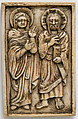 Panel with Christ and Mary Magdalene, Elephant ivory, European (Medieval style)