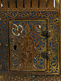 Virgin and Child, Copper: repoussé, engraved, gilt, cut out and nailed; champlevé enamel: lapis and light blue, red; gems; wood core (walnut), French