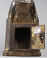 Virgin and Child, Copper: repoussé, engraved, gilt, cut out and nailed; champlevé enamel: lapis and light blue, red; gems; wood core (walnut), French
