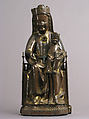 Virgin and Child, Copper: repoussé, engraved, gilt, cut out and nailed; champlevé enamel: lapis and light blue, red; gems; wood core (walnut), French
