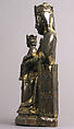 Virgin and Child, Copper: repoussé, engraved, gilt, cut out and nailed; champlevé enamel: lapis and light blue, red; gems; wood core (walnut), French
