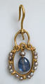 Gold Earring with Pearls and Sapphires, Gold, sapphire, pearls, Byzantine