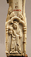 Crozier Head with Double Enthroned Christ, Elephant ivory with traces of modern paint and gilding, Italian