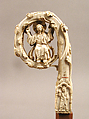 Crozier Head with Double Enthroned Christ, Elephant ivory with traces of modern paint and gilding, Italian