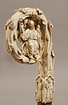 Crozier Head with Double Enthroned Christ, Elephant ivory with traces of modern paint and gilding, Italian