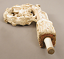 Crozier Head with Double Enthroned Christ, Elephant ivory with traces of modern paint and gilding, Italian