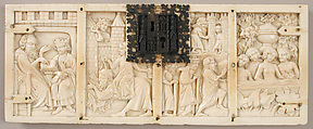 Panel from a Box with Scenes from Romance Literature, Elephant Ivory, European (Medieval style)