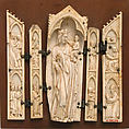 Folding Shrine with the Virgin and Child, Elephant ivory with metal mounts, French or Italian