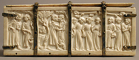 Box with scenes from the Romance, "The Chatelaine of Vergy", Elephant ivory with gilded Silver mounts, French