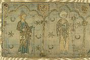 Crucifixion flanked by Saints, Silk, British