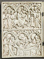 Diptych with the Entry into Jerusalem, Crucifixion, Entombment, and Resurrection, Elephant ivory with metal mounts, French