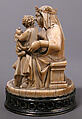Virgin and Child with an Apple and a Rose, Elephant ivory, modern silver, partial-gilt & translucent enamel base, German