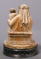 Virgin and Child with an Apple and a Rose, Elephant ivory, modern silver, partial-gilt & translucent enamel base, German