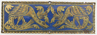 Plaque from a Reliquary Shrine, Champlevé enamel, copper alloy, gilt, German