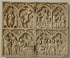 Diptych, Elephant ivory with metal mounts, French