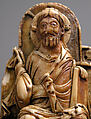 Pectoral with Christ and the Lamb of God and the Symbols of the Four Evangelists, Walrus ivory with gilt-copper sheets and copper alloy pin, British or North French