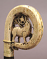 Crozier Head with Lamb of God, Elephant ivory, with traces of paint and gilding, silver pins, Sicilian or North Italian