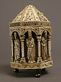 Tower Reliquary with Eight Apostles and the Symbols of the Four Evangelists, Bone, gilt copper alloy, wood core, German