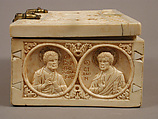 Reliquary Casket with the Deesis, Archangels, and the Twelve Apostles, Elephant ivory, with gilt-copper alloy mounts, Byzantine