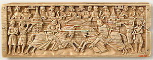 Panel from a Box with Scene of Jousting Knights, Elephant ivory, European (Medieval style)